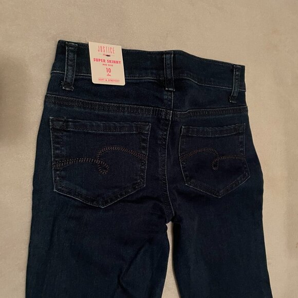 Justice Size 10 Sequin Blue Jeans Mid Rise Super Skinny. - Picture 3 of 11